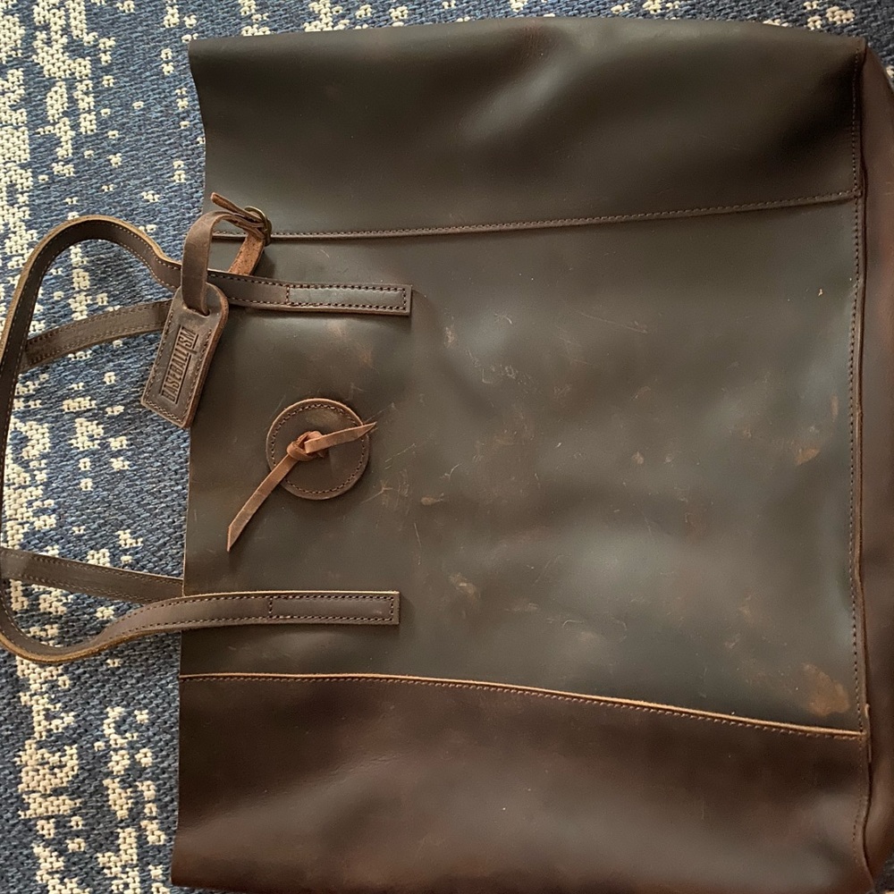 Baseballism leather tote